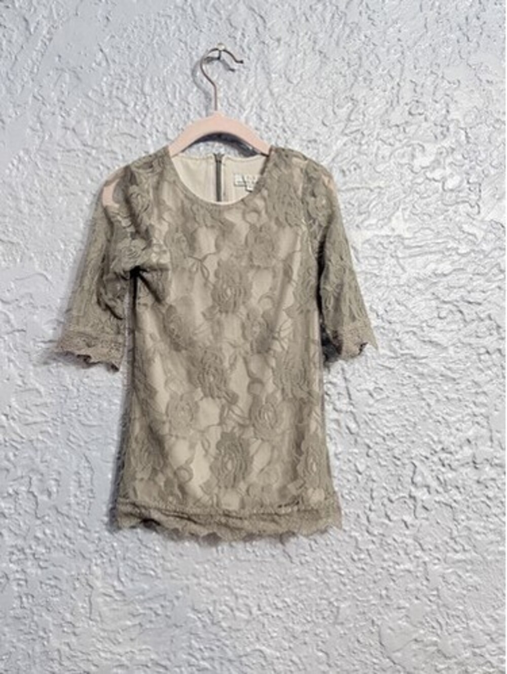 Bailey's Blossoms Girls 18-24M Gray Floral Lace Shift Dress 3/4 Zip